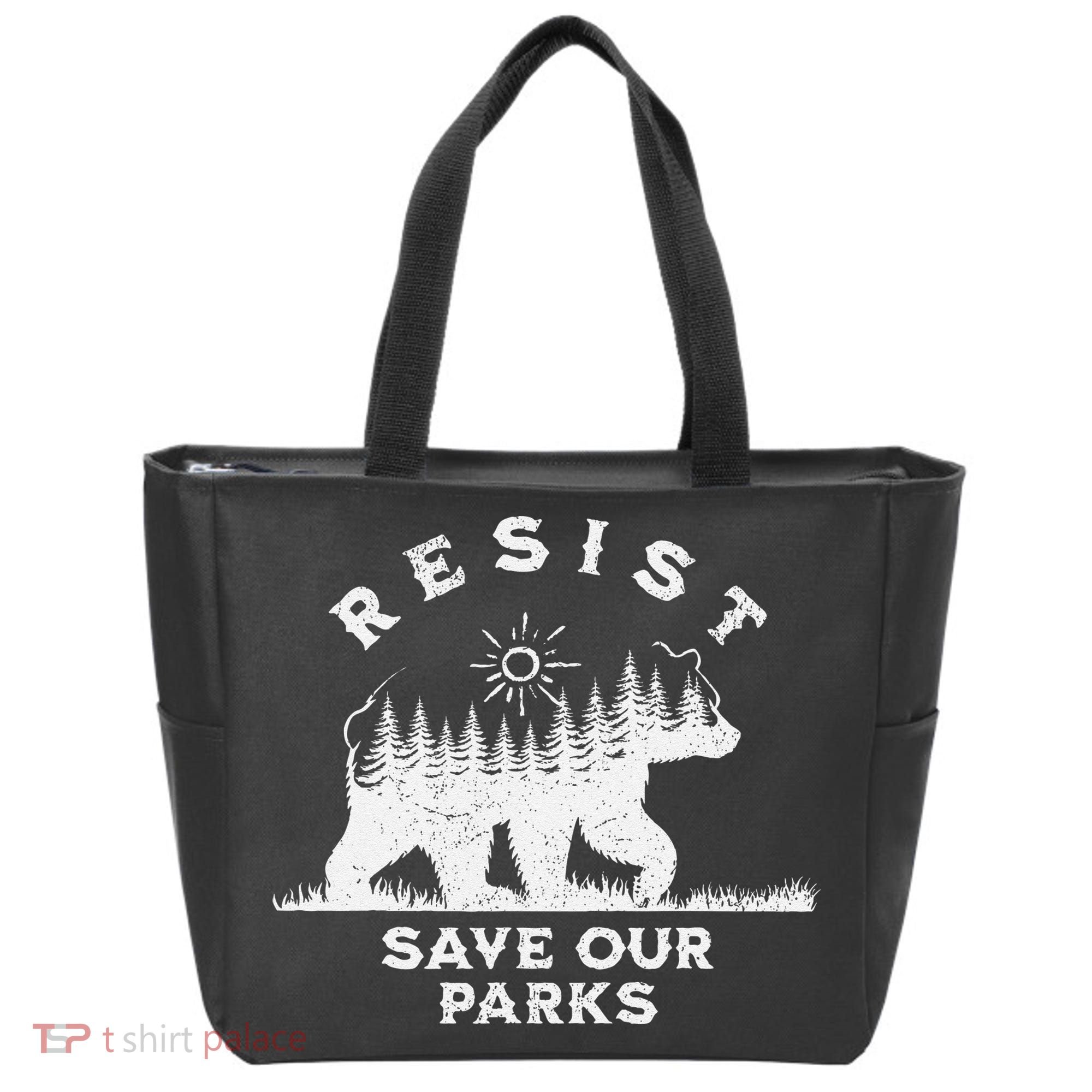 Resist Save Our Parks Us National Parks Bear Alt Souvenir Tote Bag
