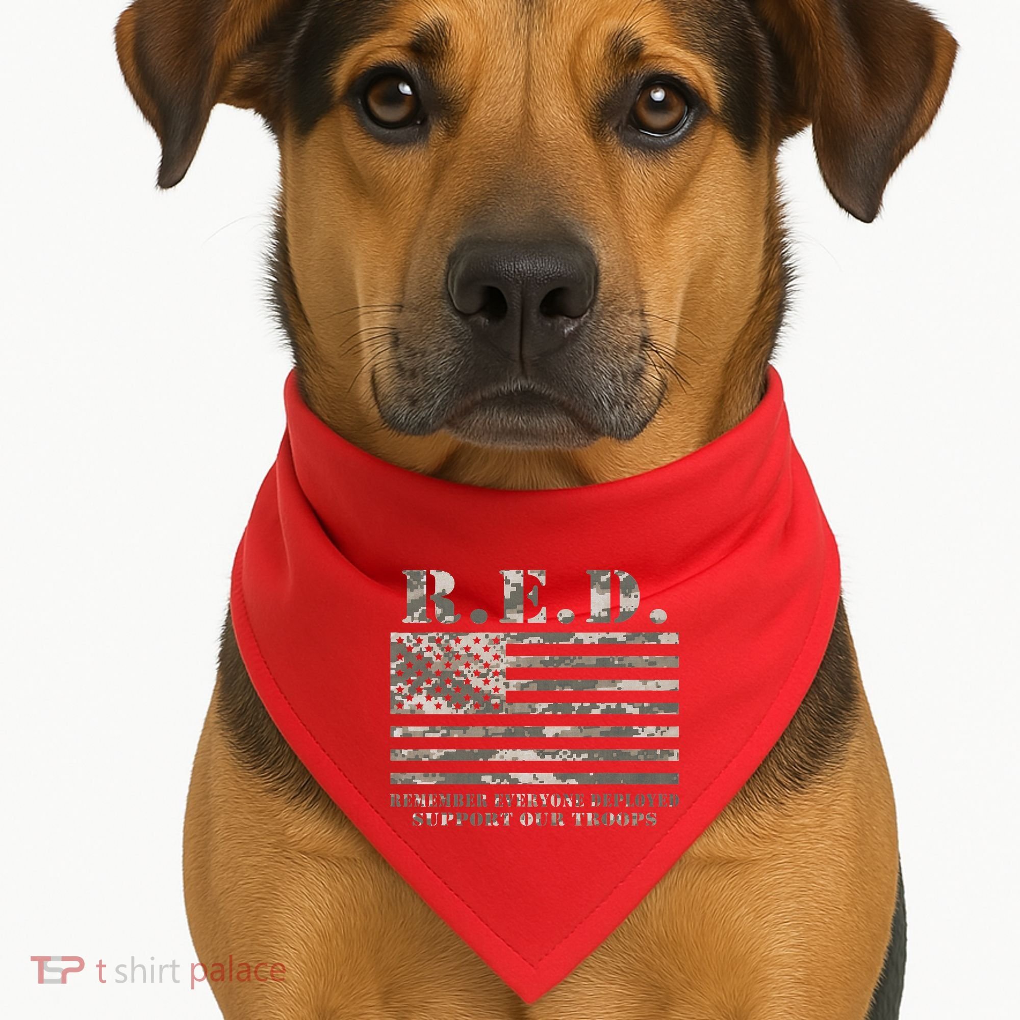 RED Support Our Troops Wear Red On Friday Military USA-Made Doggie Bandana