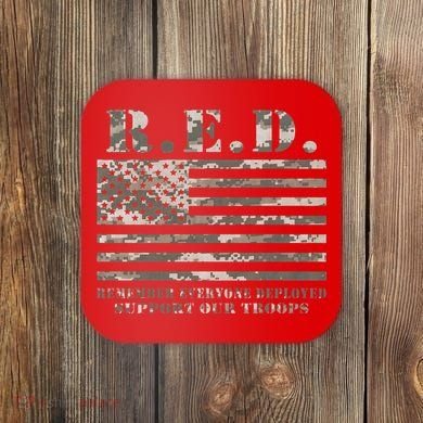 RED Support Our Troops Wear Red On Friday Military Coaster
