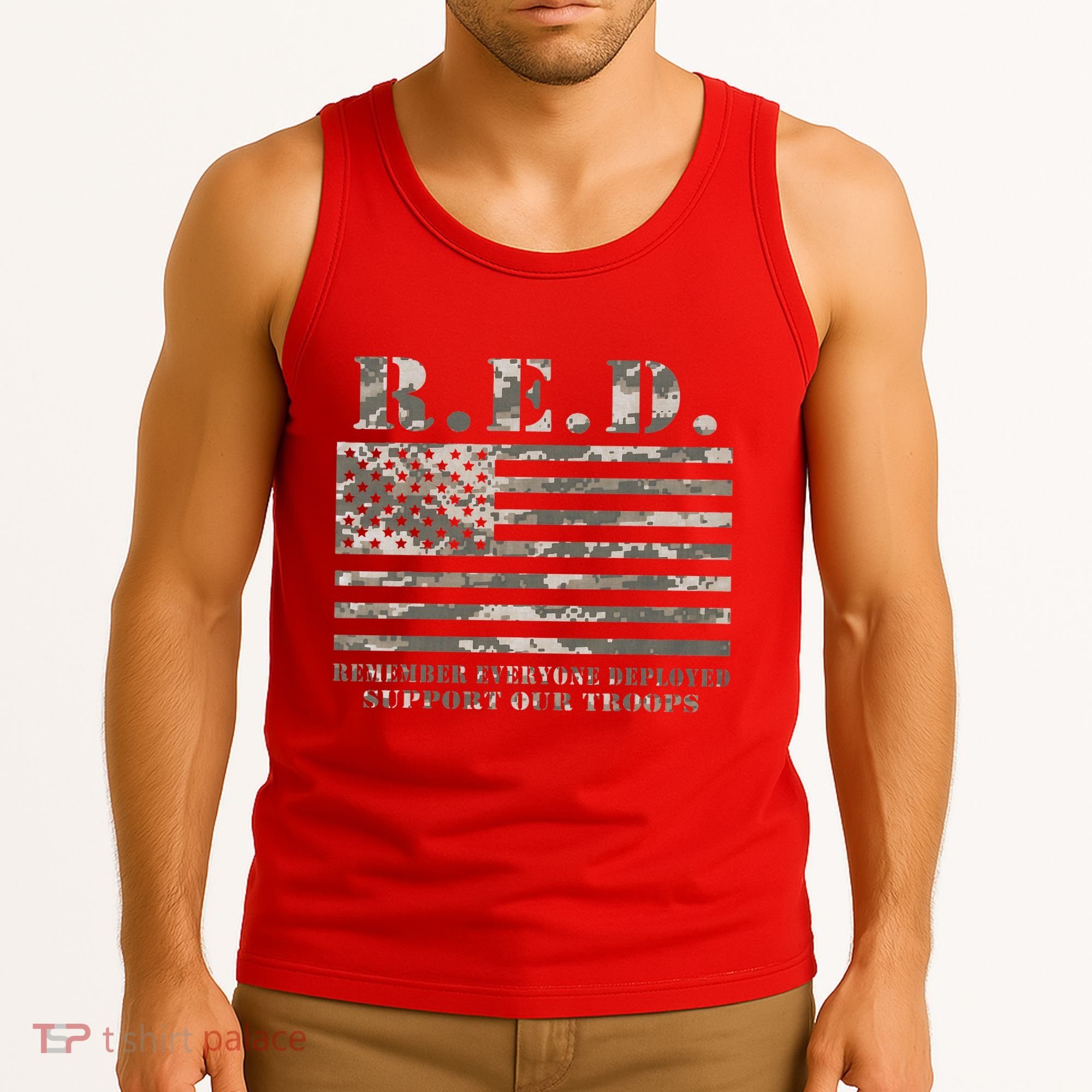 RED Support Our Troops Wear Red On Friday Military Tank Top