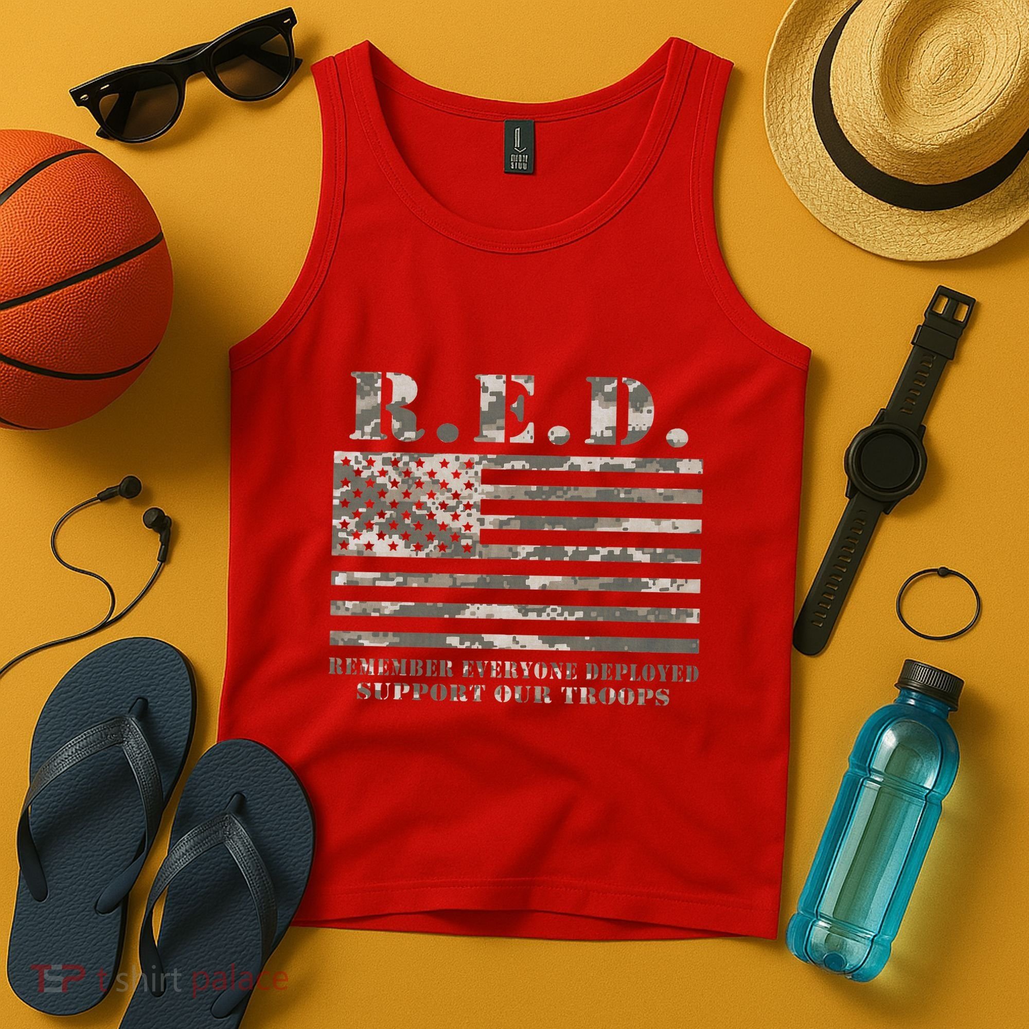 RED Support Our Troops Wear Red On Friday Military Tank Top