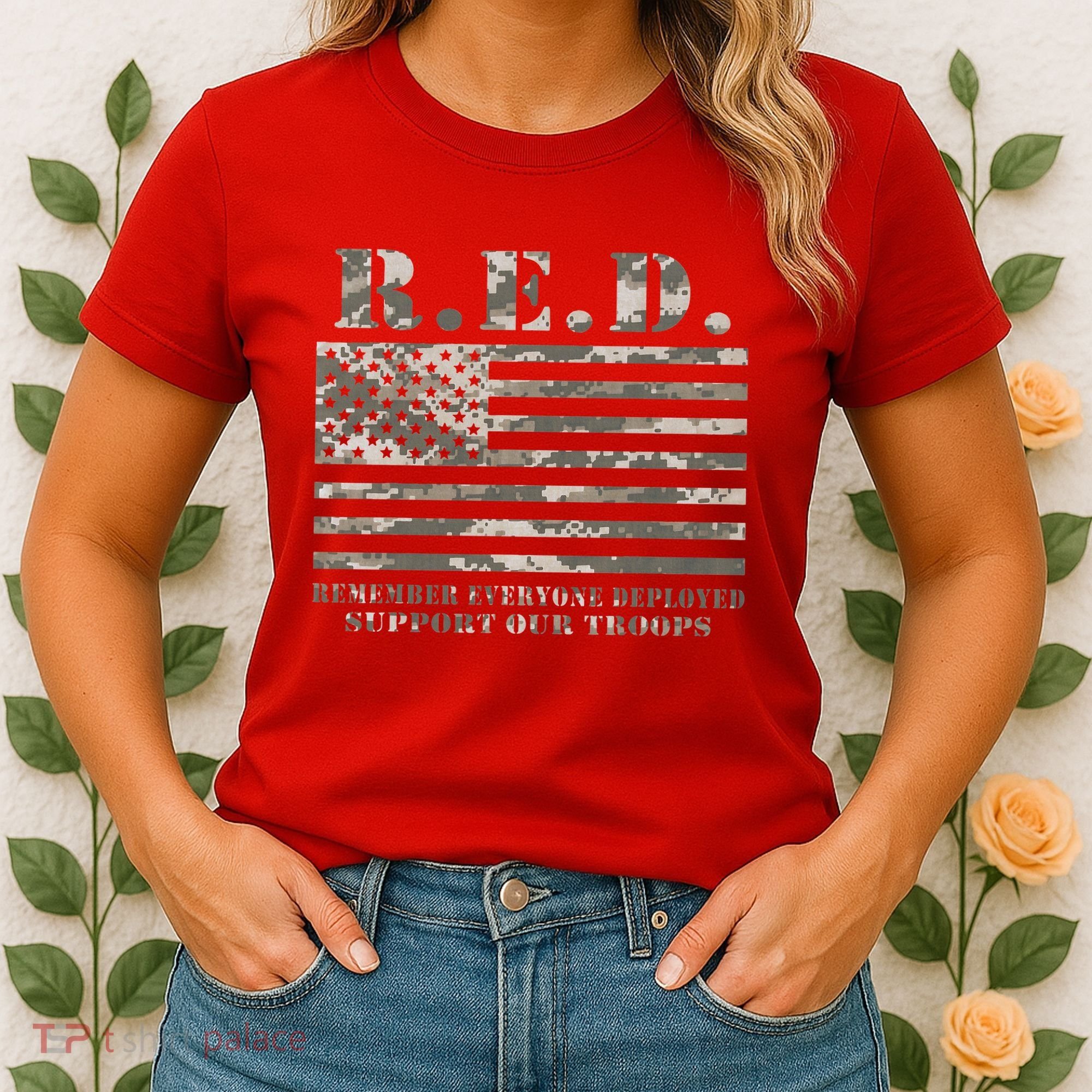RED Support Our Troops Wear Red On Friday Military Women's T-Shirt