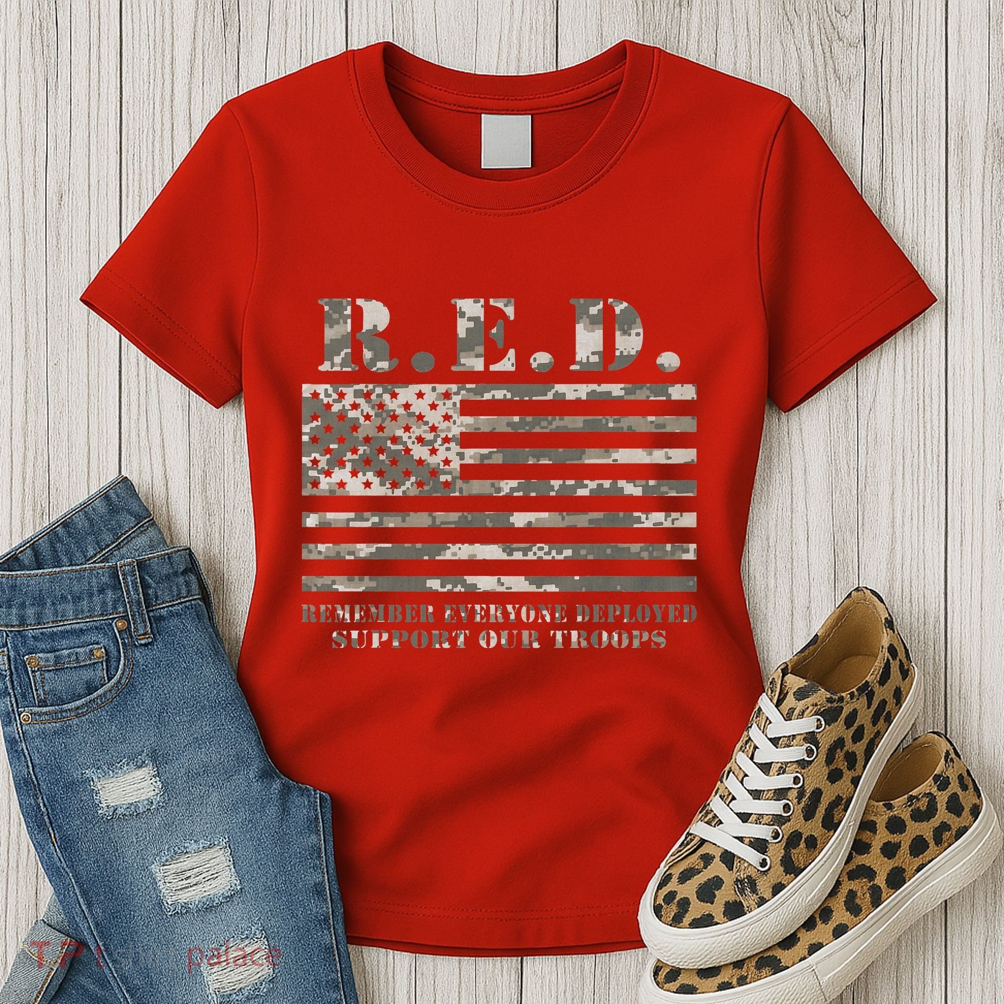 RED Support Our Troops Wear Red On Friday Military Women's T-Shirt
