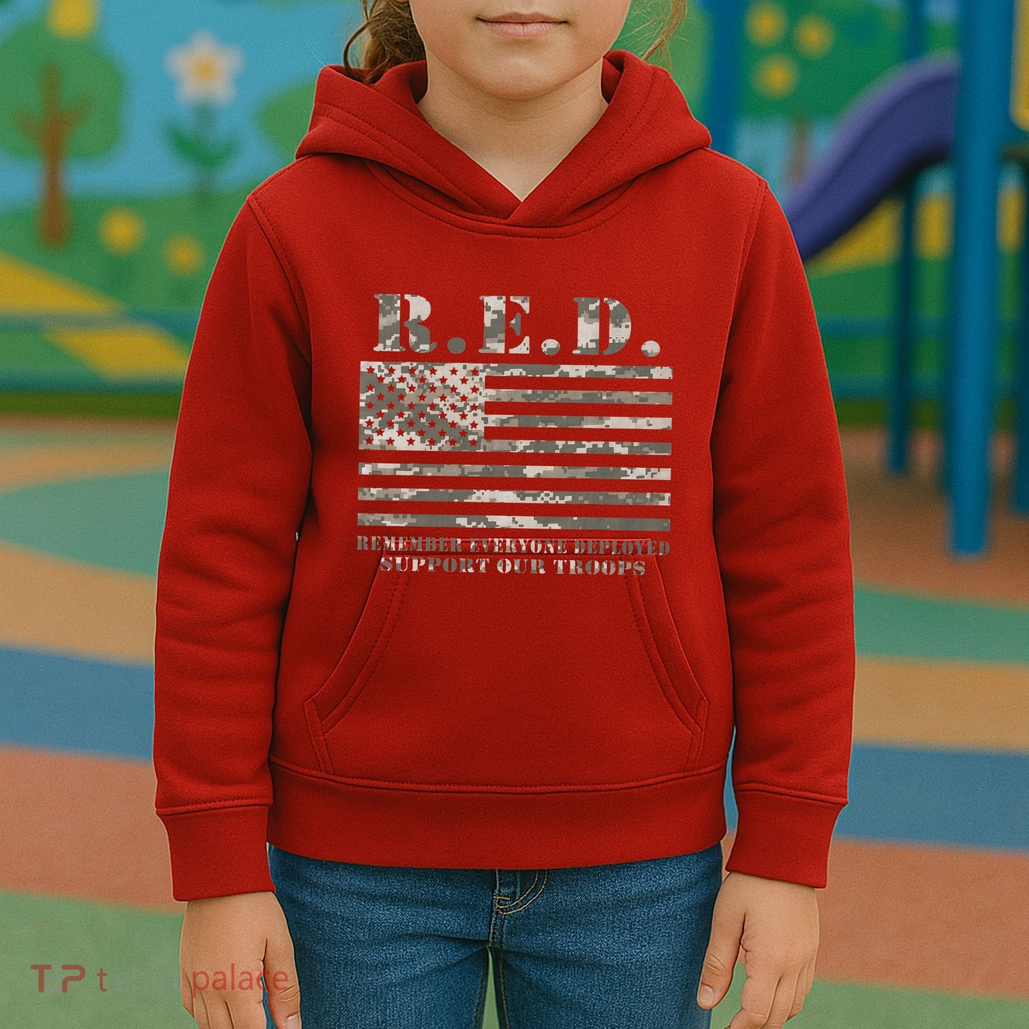 RED Support Our Troops Wear Red On Friday Military Kids Hoodie