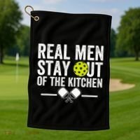 Real Stay Out Of The Kitchen Golf Towel thumb 1
