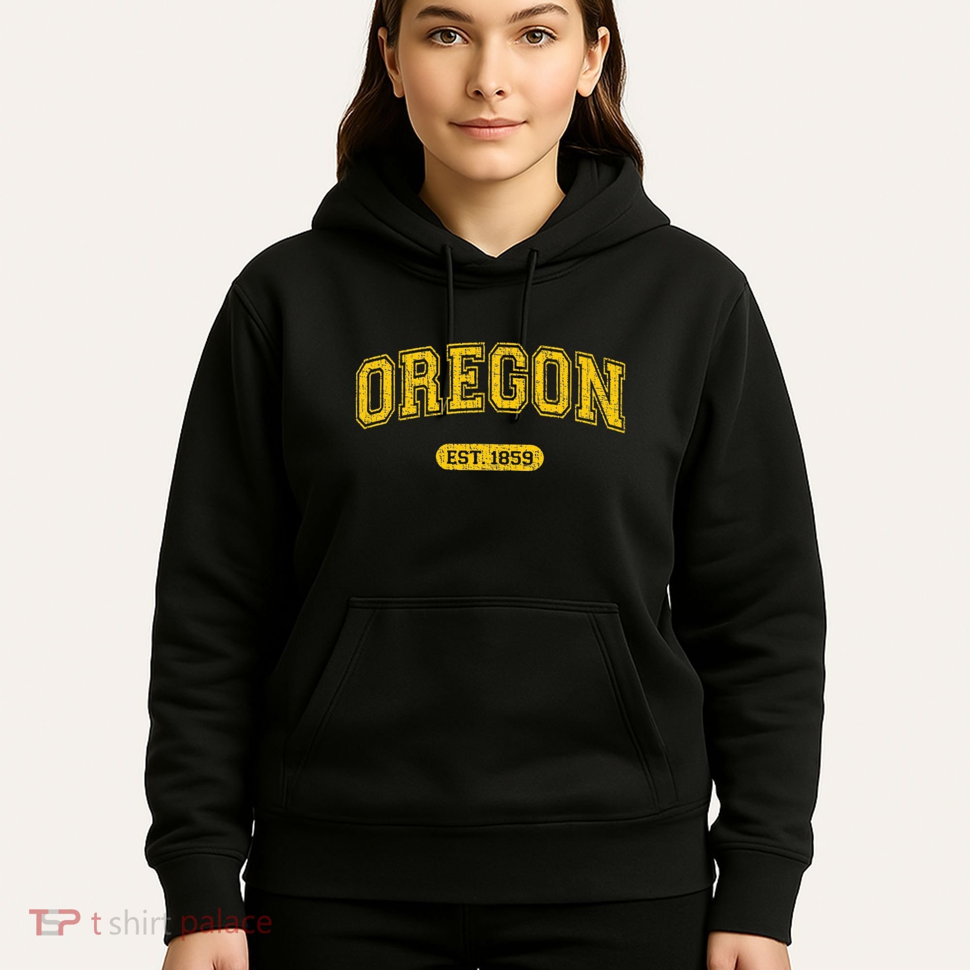Retro Schoolstyle Oregon 1859 Distressed Hoodie