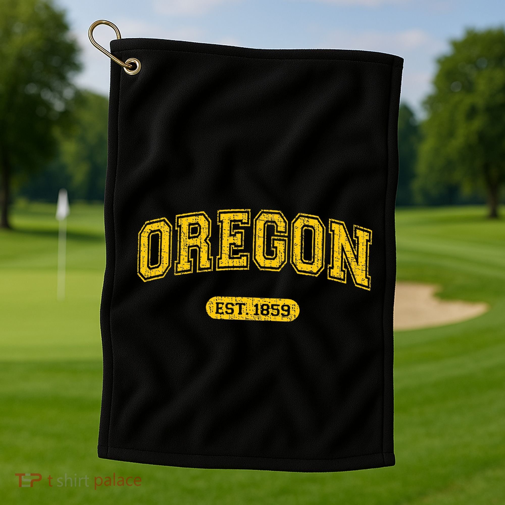 Retro Schoolstyle Oregon 1859 Distressed Golf Towel