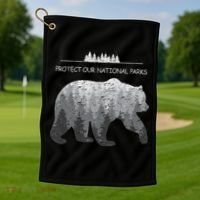 Resist Save Our Parks Alt Us National Parks Bear Nature Golf Towel thumb 1