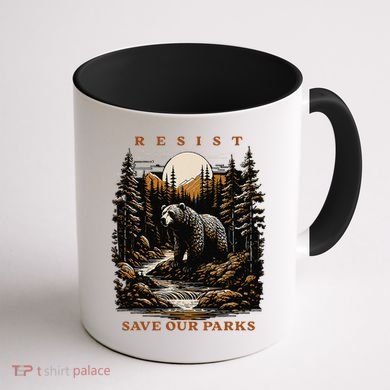 Resist Save Our Parks US National Parks Bear Nature Coffee Mug back