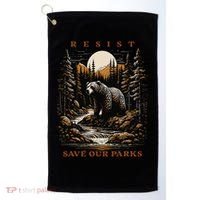 Resist Save Our Parks US National Parks Bear Nature Golf Towel thumb 0