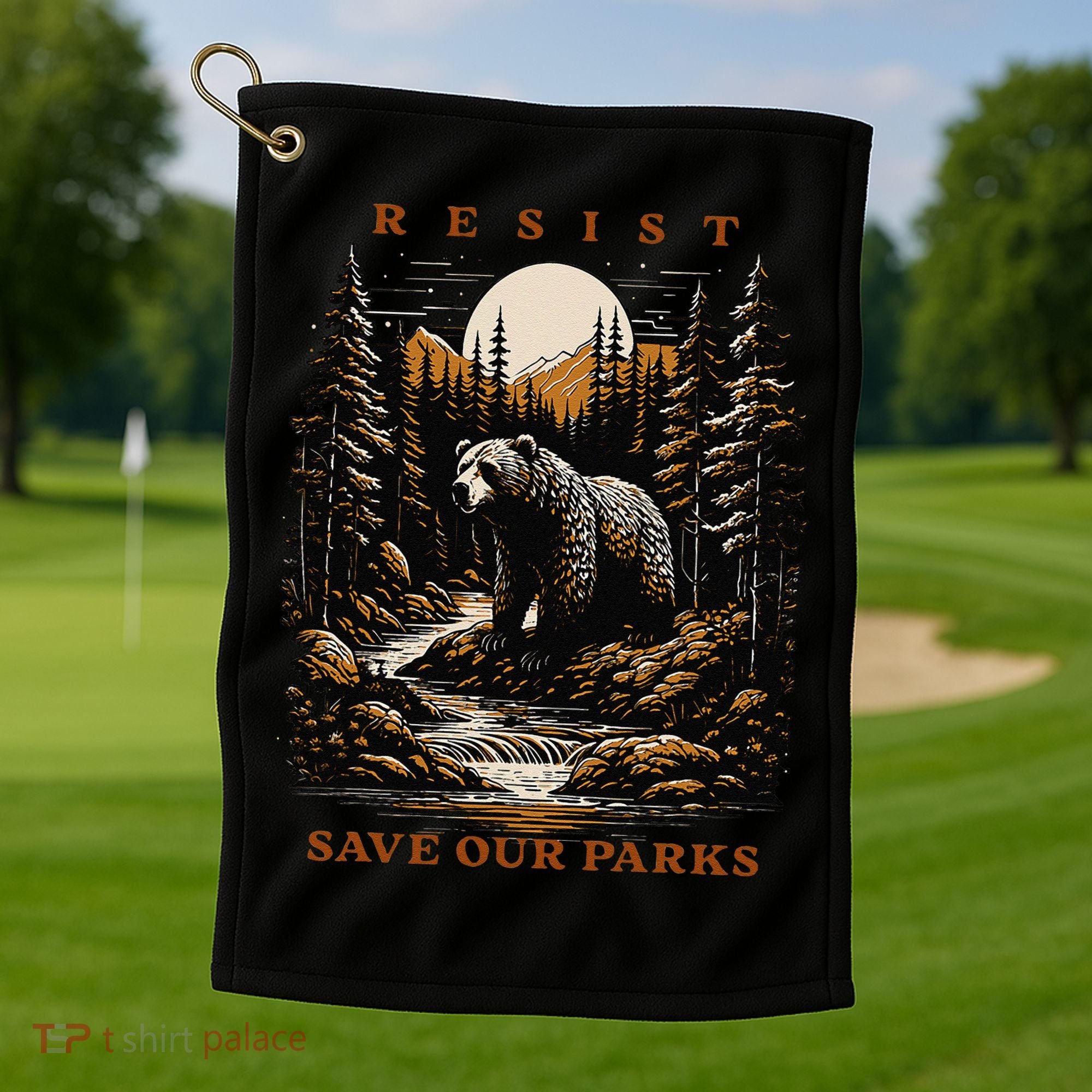 Resist Save Our Parks US National Parks Bear Nature Golf Towel