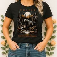 Resist Save Our Parks US National Parks Bear Nature Women's T-Shirt thumb 2