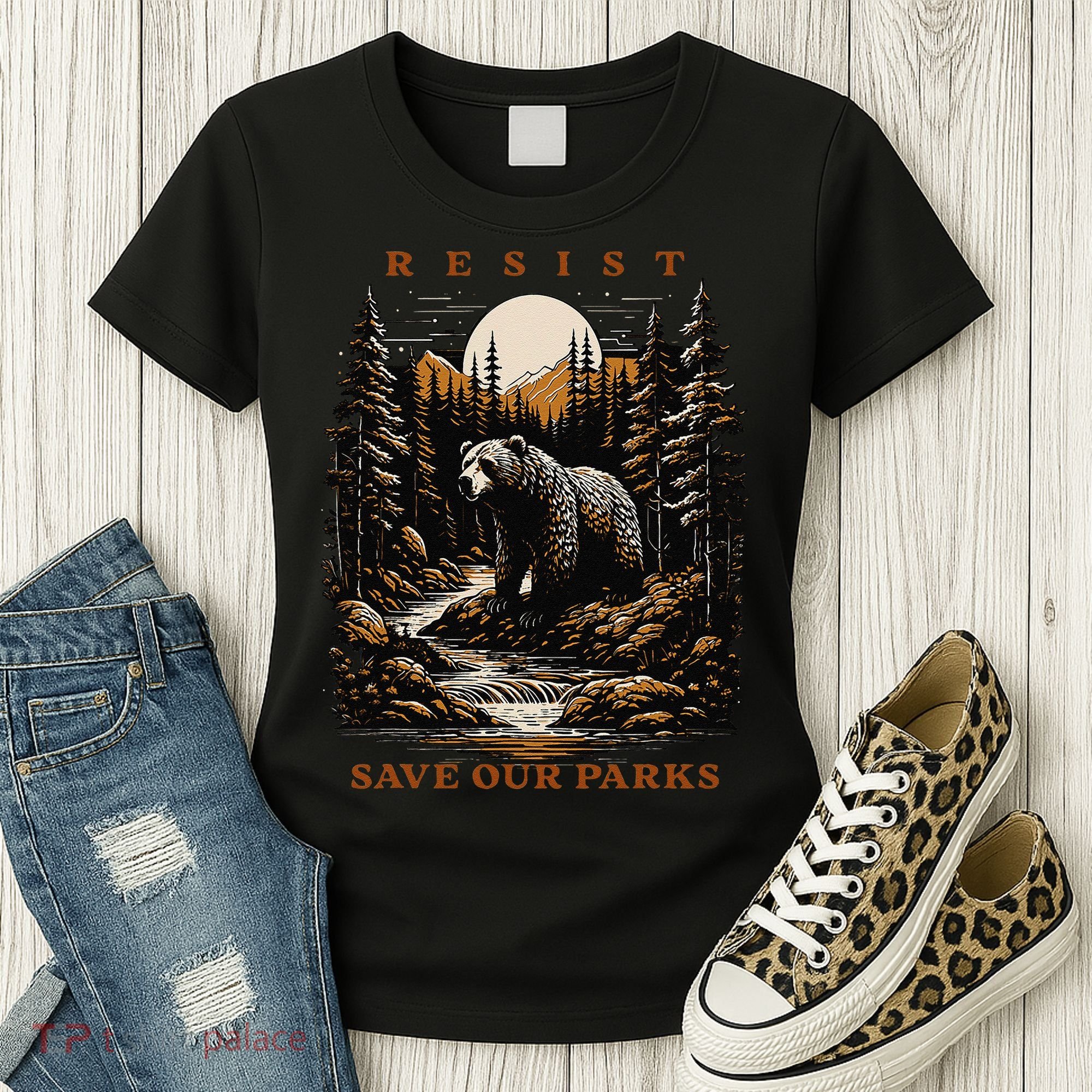 Resist Save Our Parks US National Parks Bear Nature Women's T-Shirt