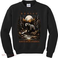 Resist Save Our Parks US National Parks Bear Nature Kids Sweatshirt thumb 0