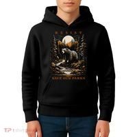 Resist Save Our Parks US National Parks Bear Nature Kids Hoodie thumb 4