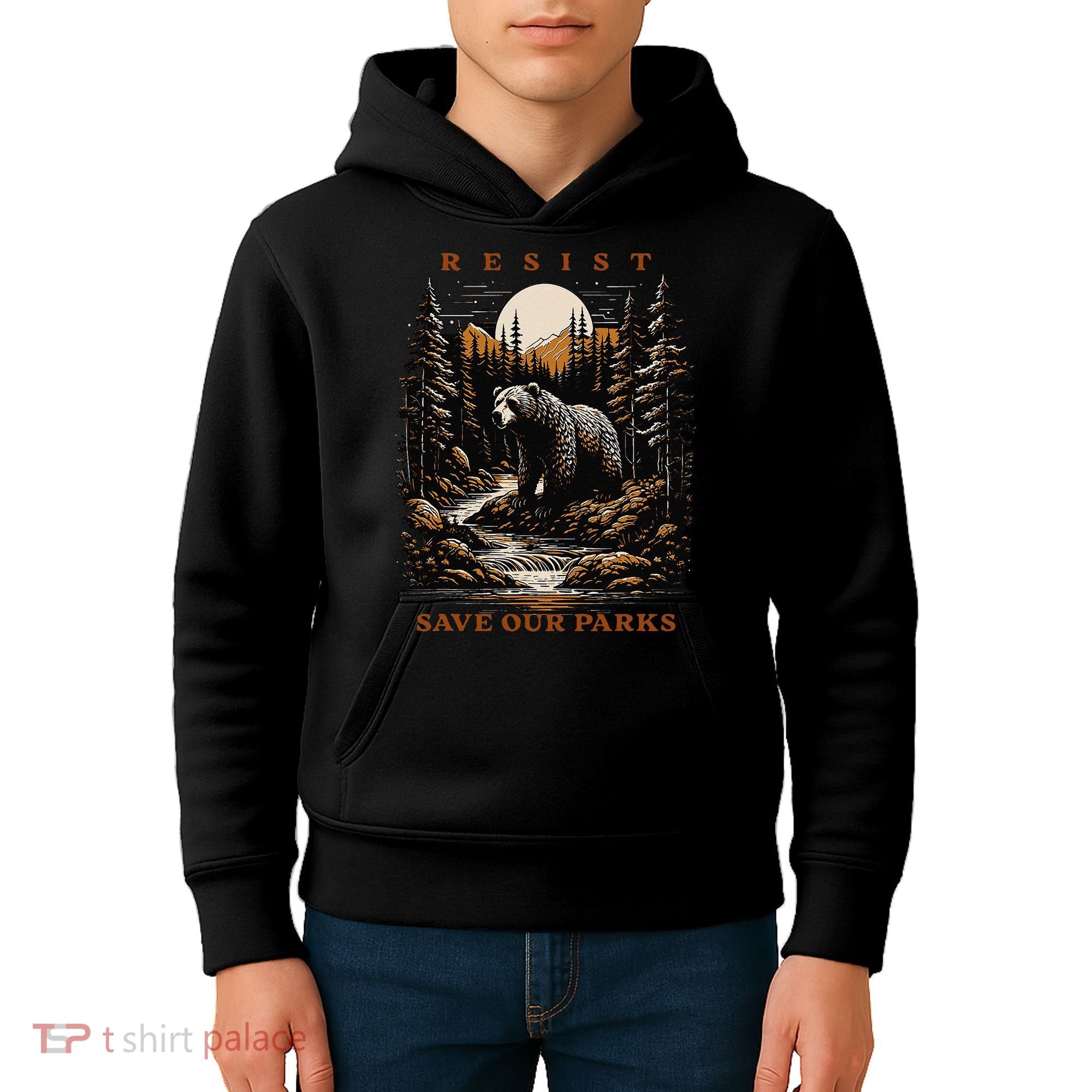 Resist Save Our Parks US National Parks Bear Nature Kids Hoodie