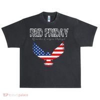 R.E.D. Support Our Troops Wear Red On Friday Urban Oversized Heavyweight T-Shirt thumb 0
