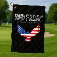 R.E.D. Support Our Troops Wear Red On Friday Golf Towel thumb 1