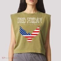 R.E.D. Support Our Troops Wear Red On Friday Garment-Dyed Women's Muscle Tee thumb 2
