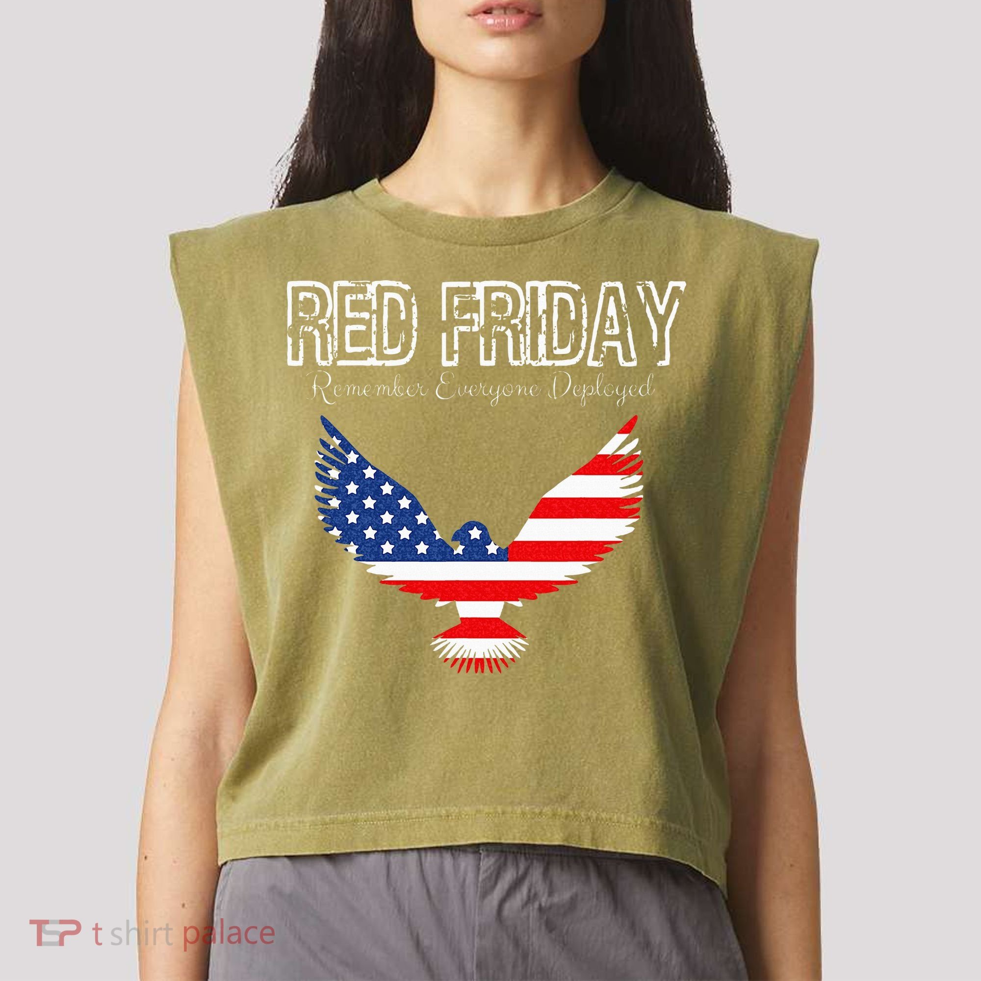 R.E.D. Support Our Troops Wear Red On Friday Garment-Dyed Women's Muscle Tee