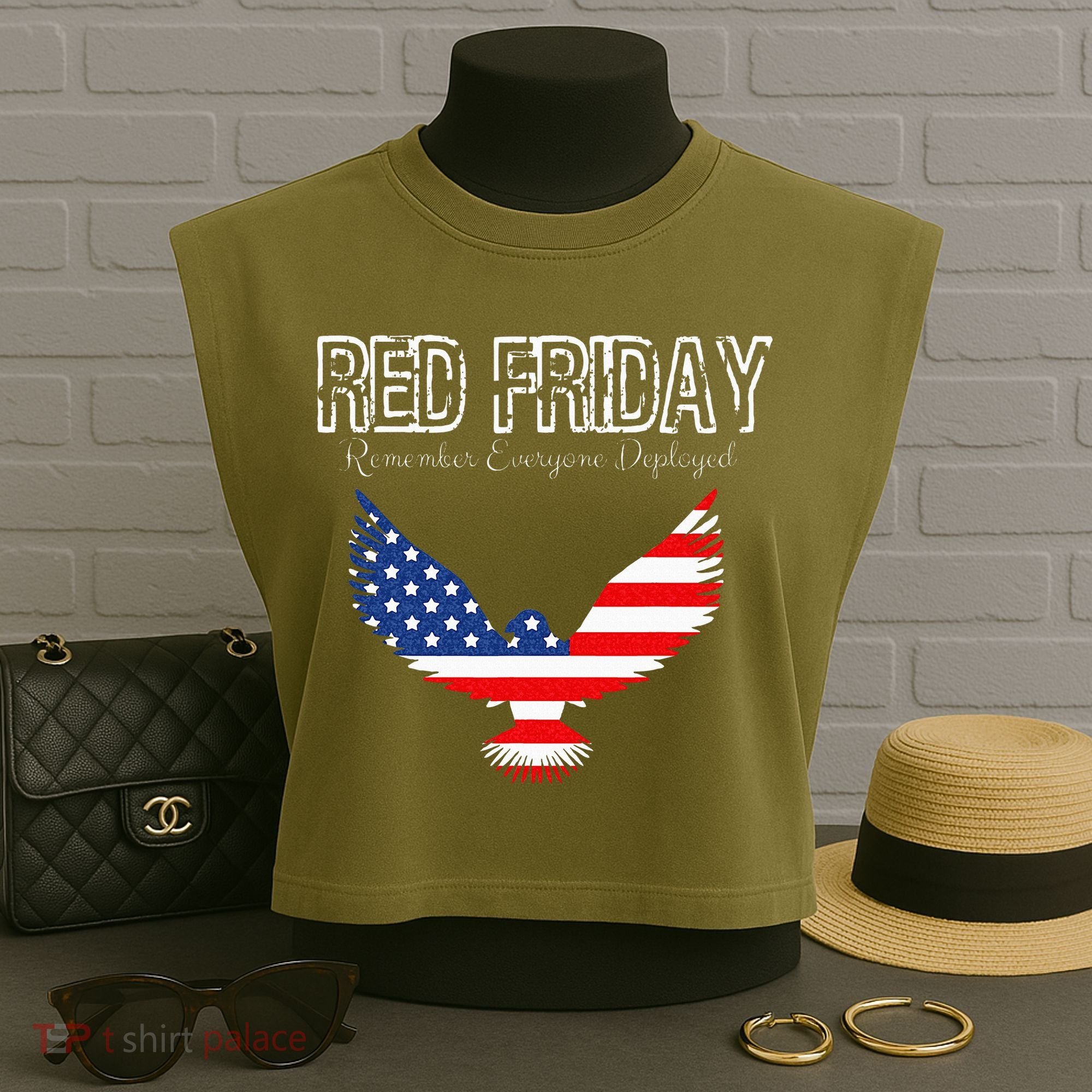 R.E.D. Support Our Troops Wear Red On Friday Garment-Dyed Women's Muscle Tee
