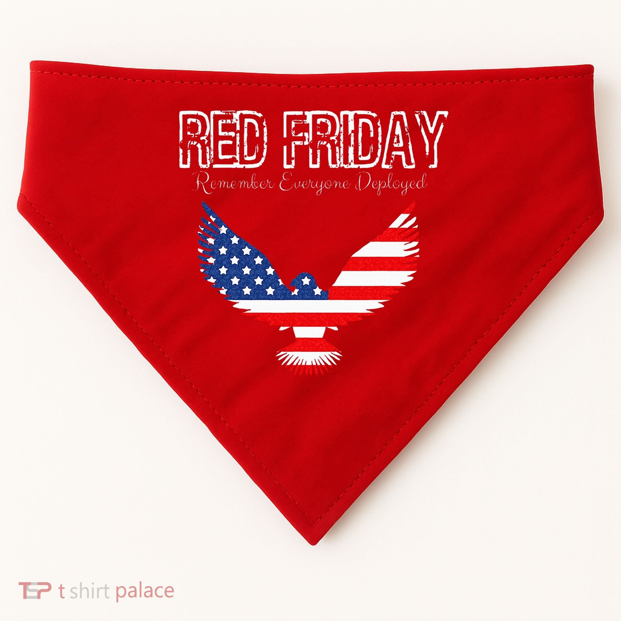R.E.D. Support Our Troops Wear Red On Friday USA-Made Doggie Bandana