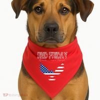R.E.D. Support Our Troops Wear Red On Friday USA-Made Doggie Bandana thumb 1