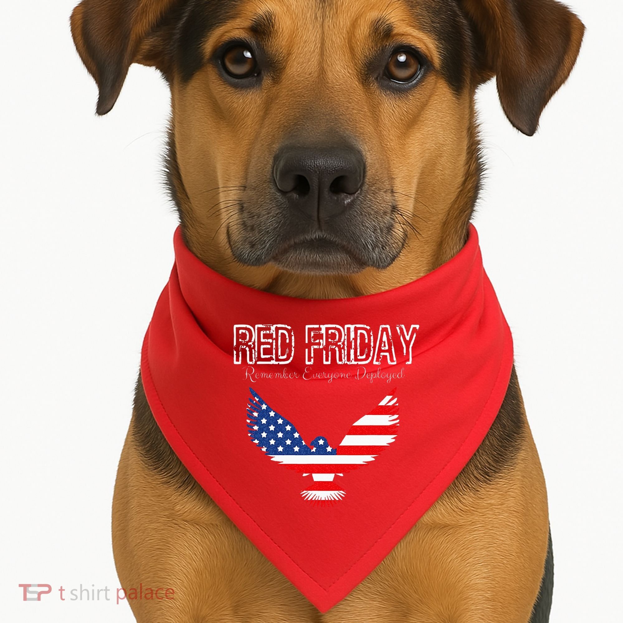 R.E.D. Support Our Troops Wear Red On Friday USA-Made Doggie Bandana