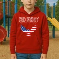 R.E.D. Support Our Troops Wear Red On Friday Kids Hoodie thumb 2
