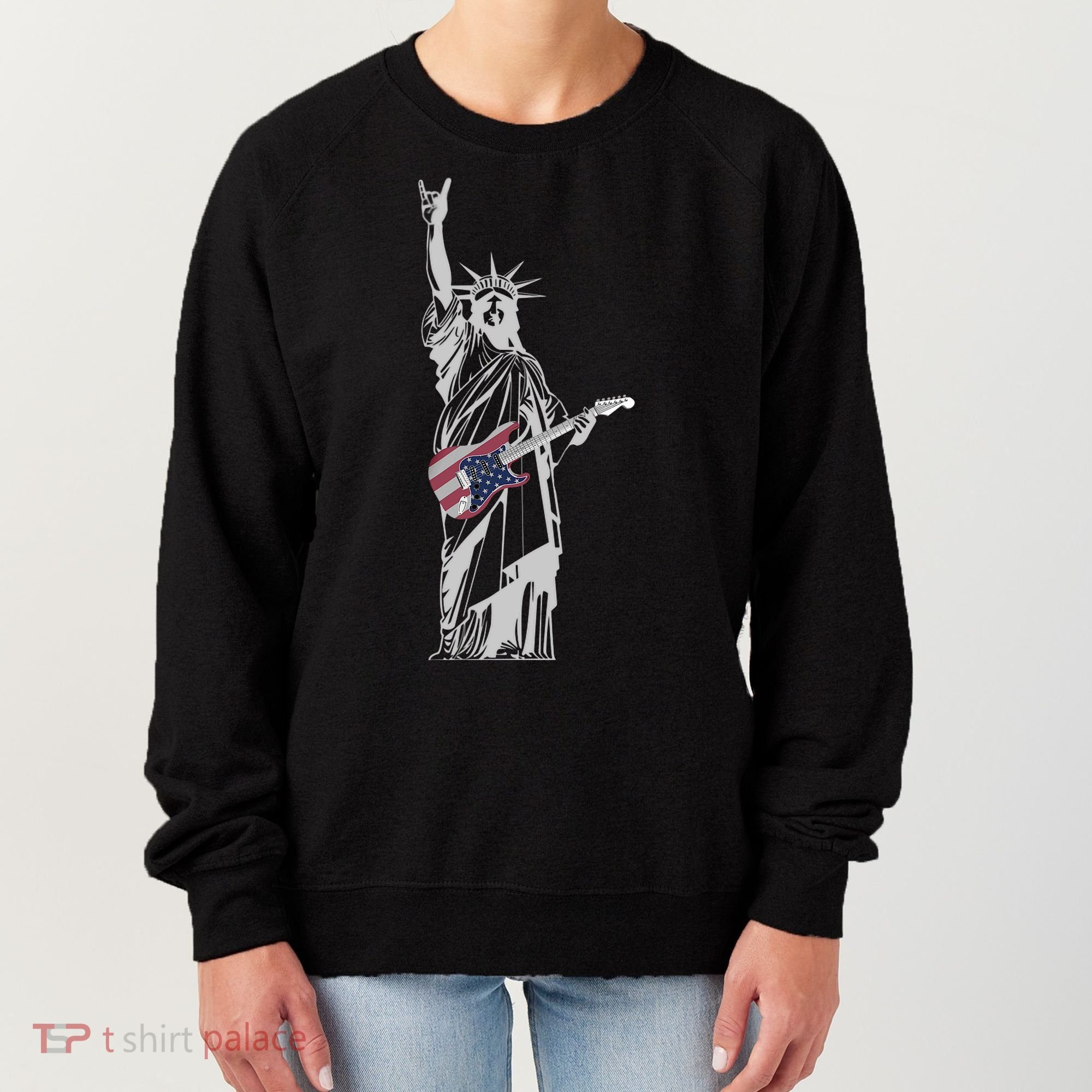 Rocking Statue Of Liberty 4th Of July Guitar Women's Sweatshirt