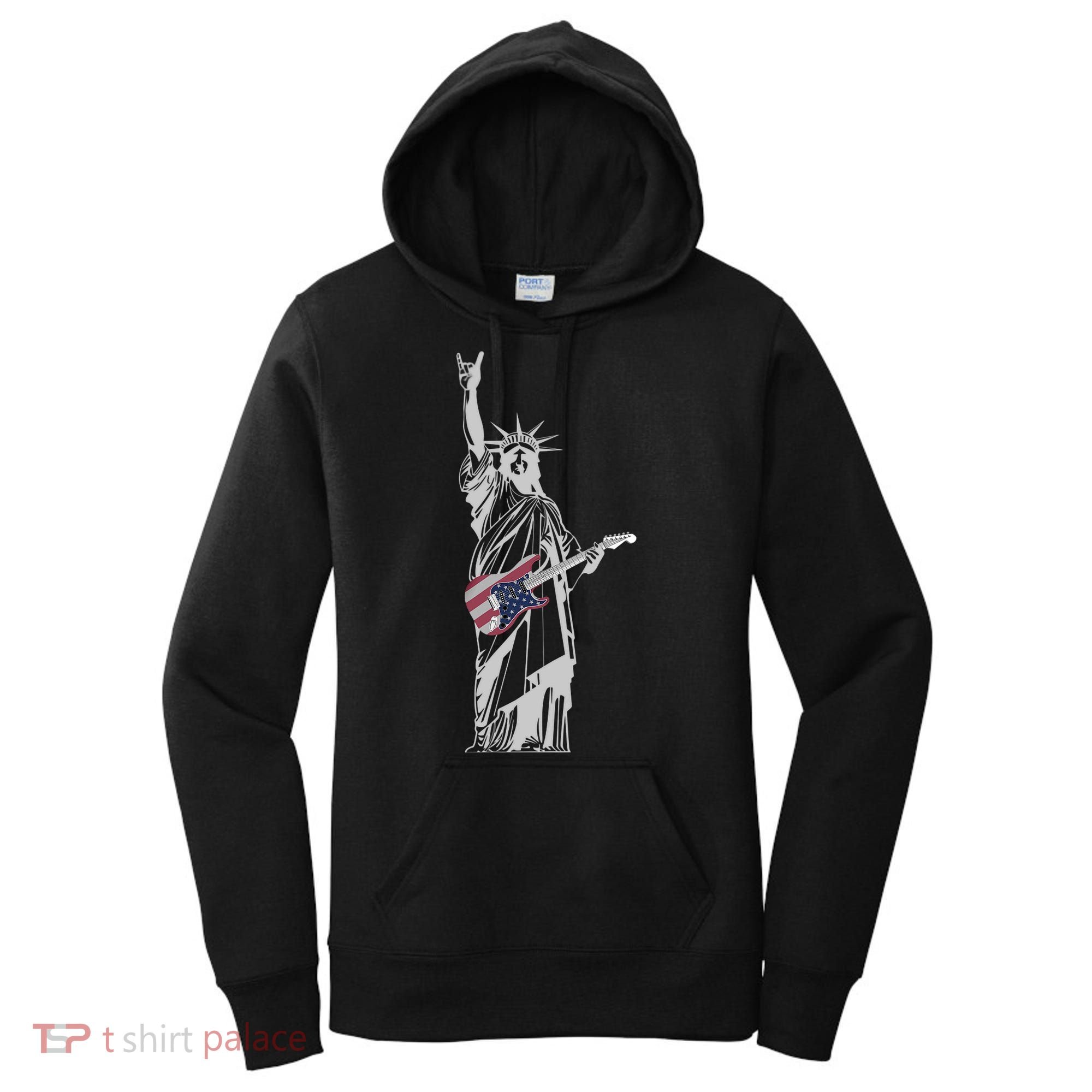 Rocking Statue Of Liberty 4th Of July Guitar Women's Hoodie