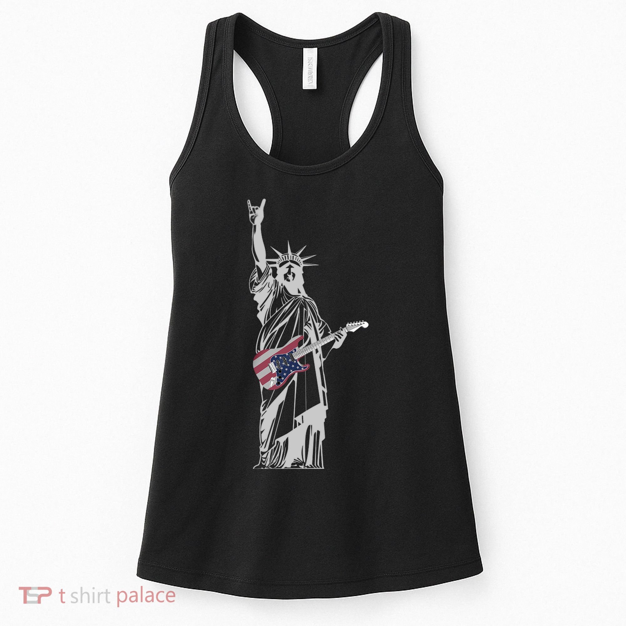 Rocking Statue Of Liberty 4th Of July Guitar Women's Tank Top