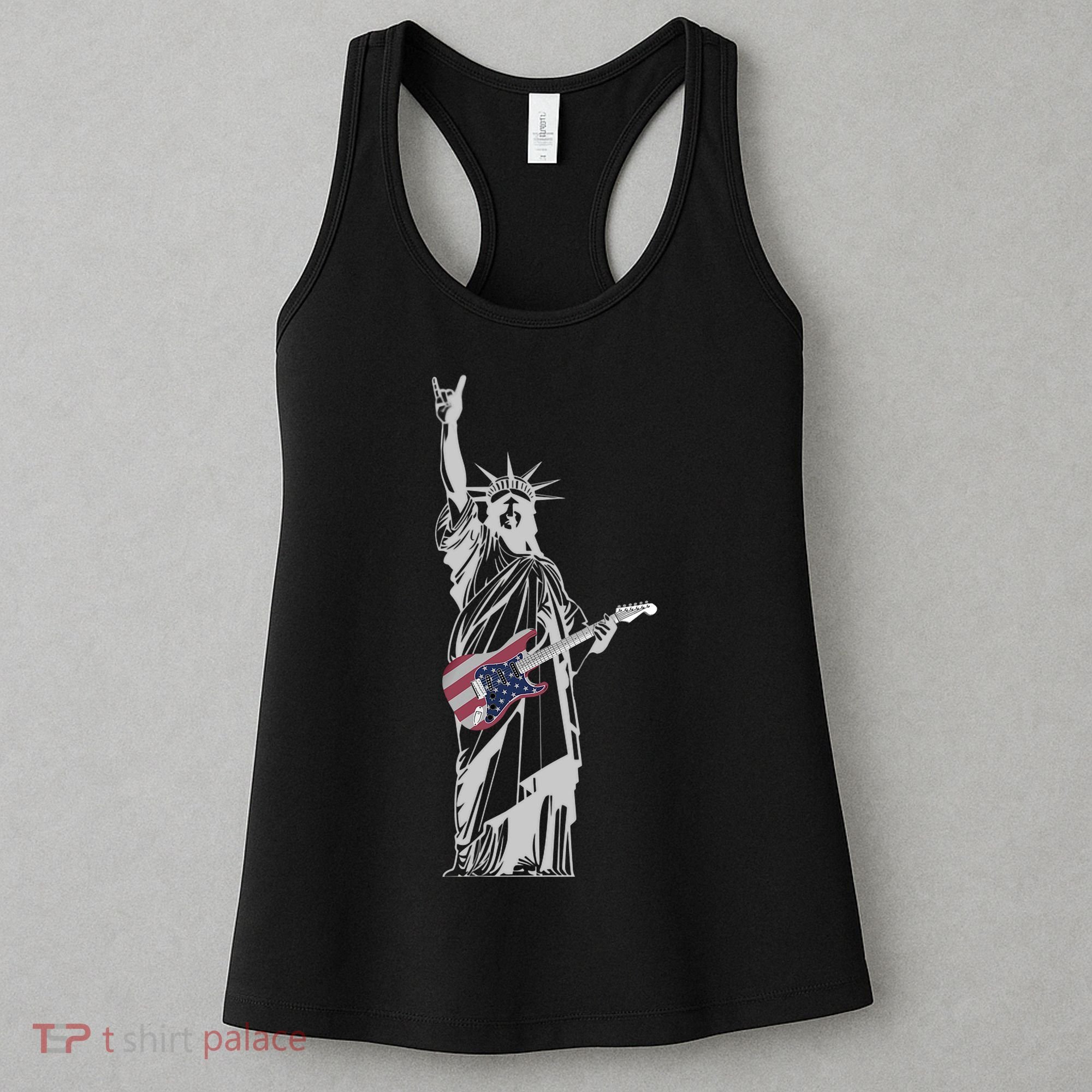 Rocking Statue Of Liberty 4th Of July Guitar Women's Tank Top
