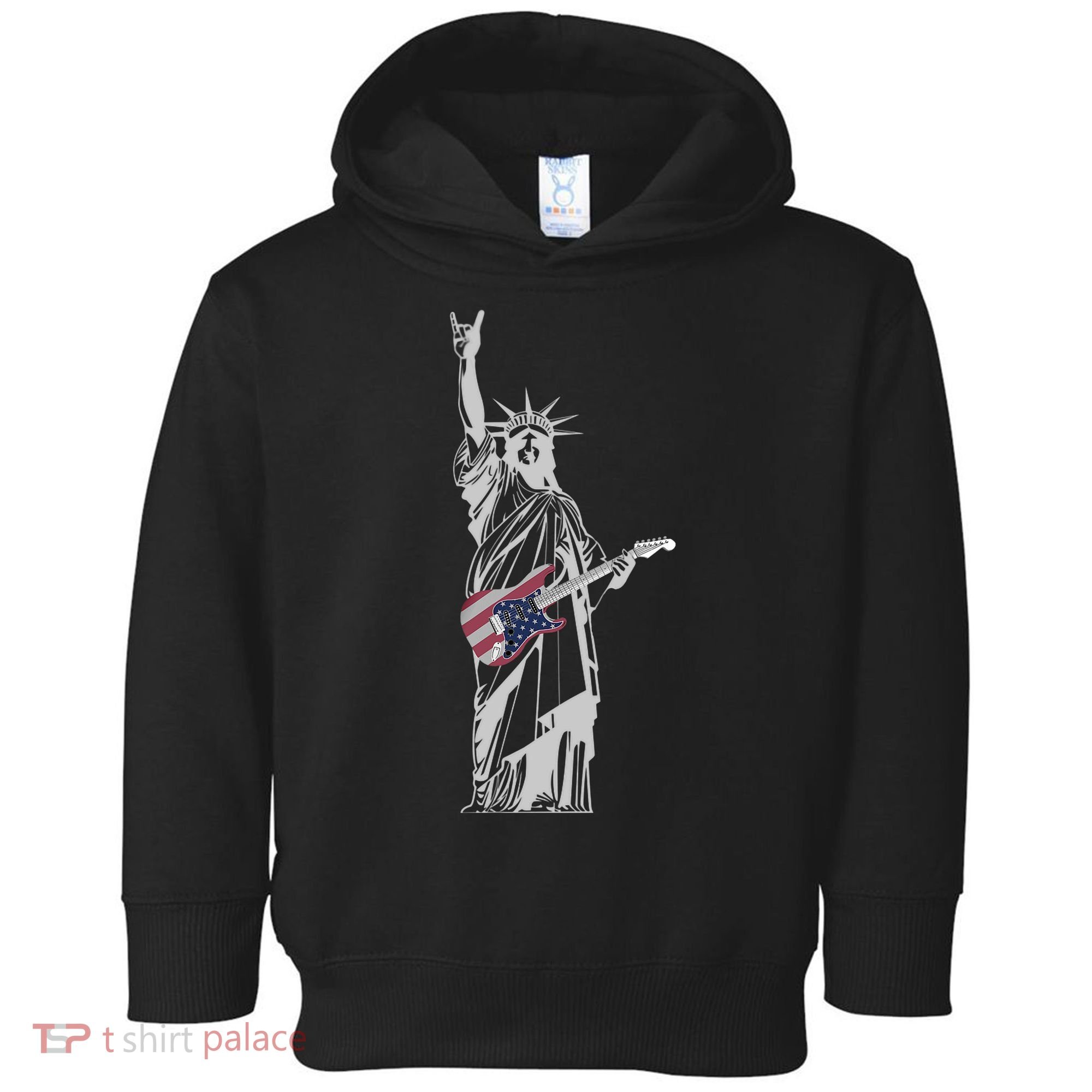 Rocking Statue Of Liberty 4th Of July Guitar Toddler Hoodie