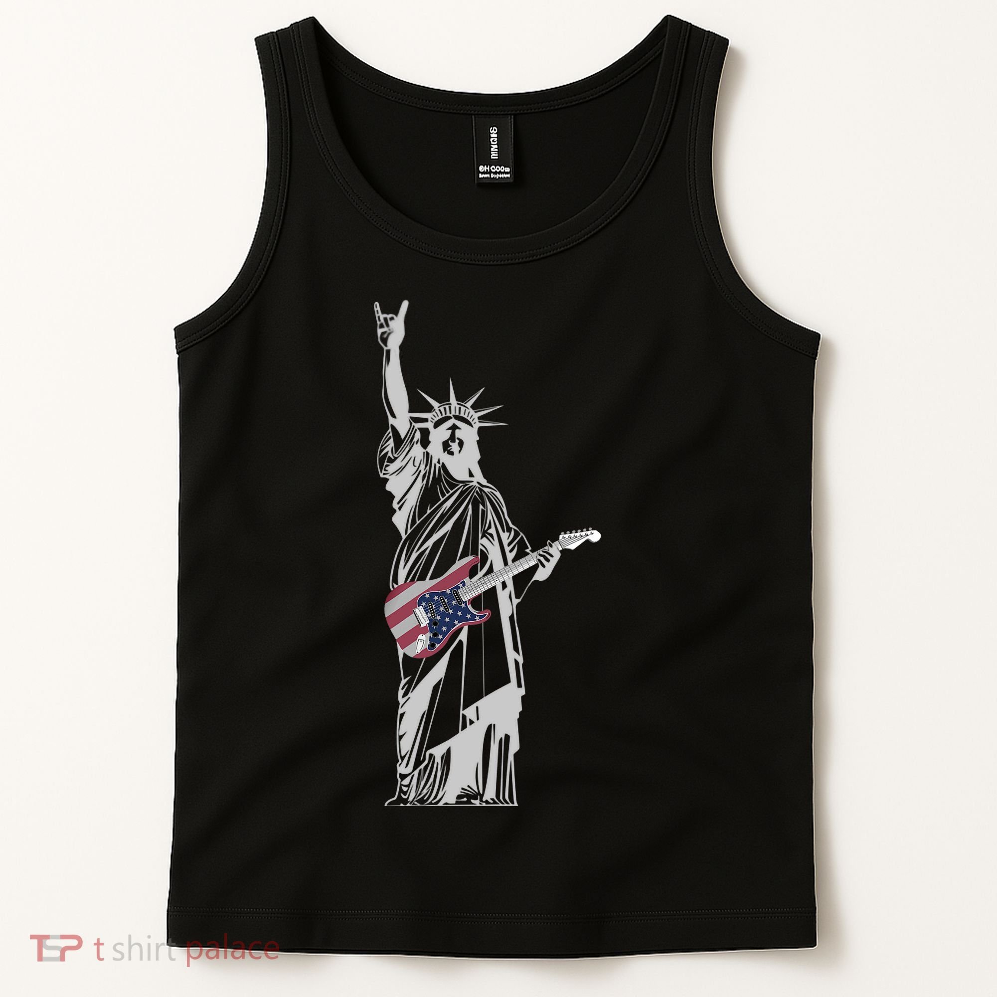 Rocking Statue Of Liberty 4th Of July Guitar Tank Top