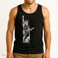 Rocking Statue Of Liberty 4th Of July Guitar Tank Top thumb 3
