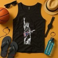 Rocking Statue Of Liberty 4th Of July Guitar Tank Top thumb 4
