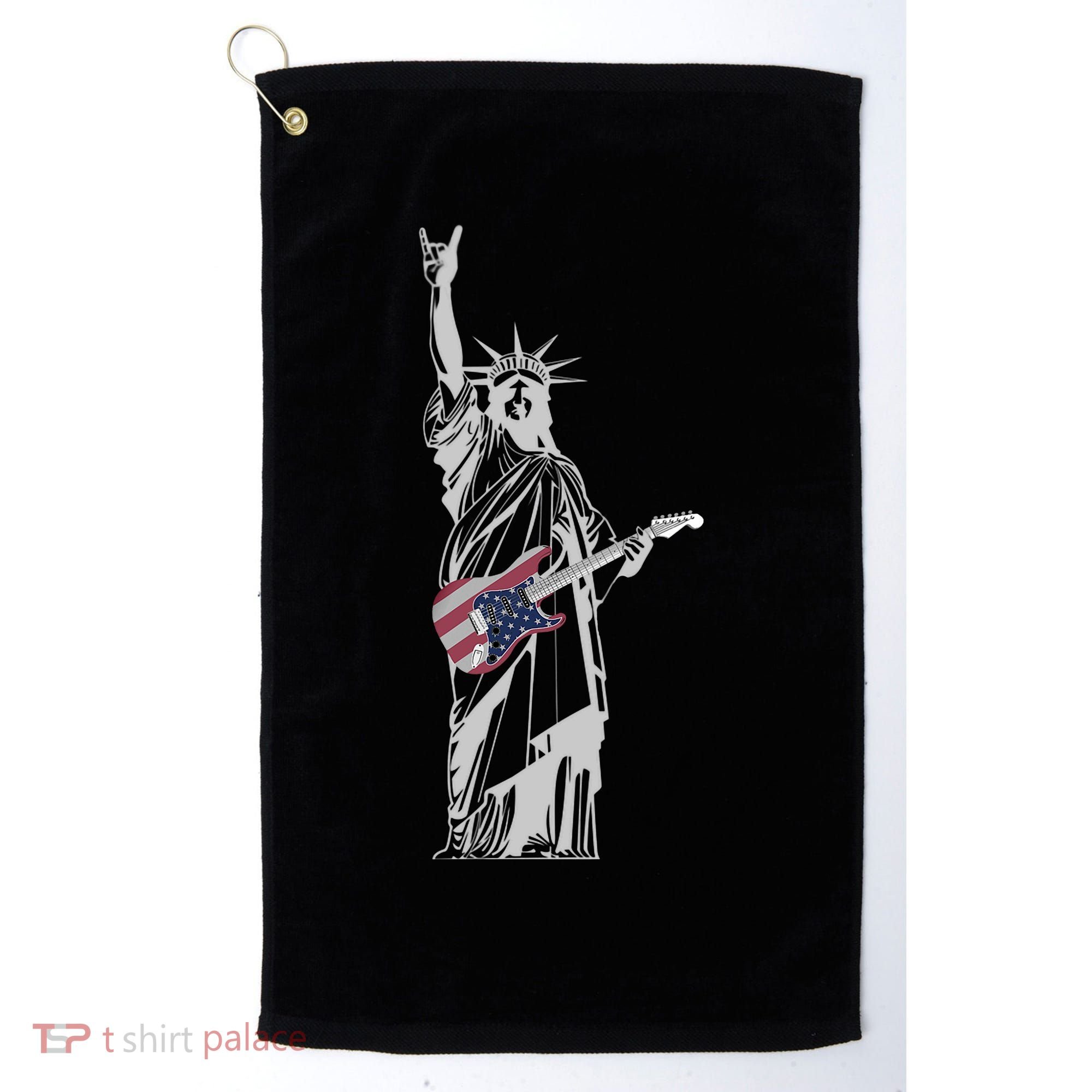 Rocking Statue Of Liberty 4th Of July Guitar Golf Towel