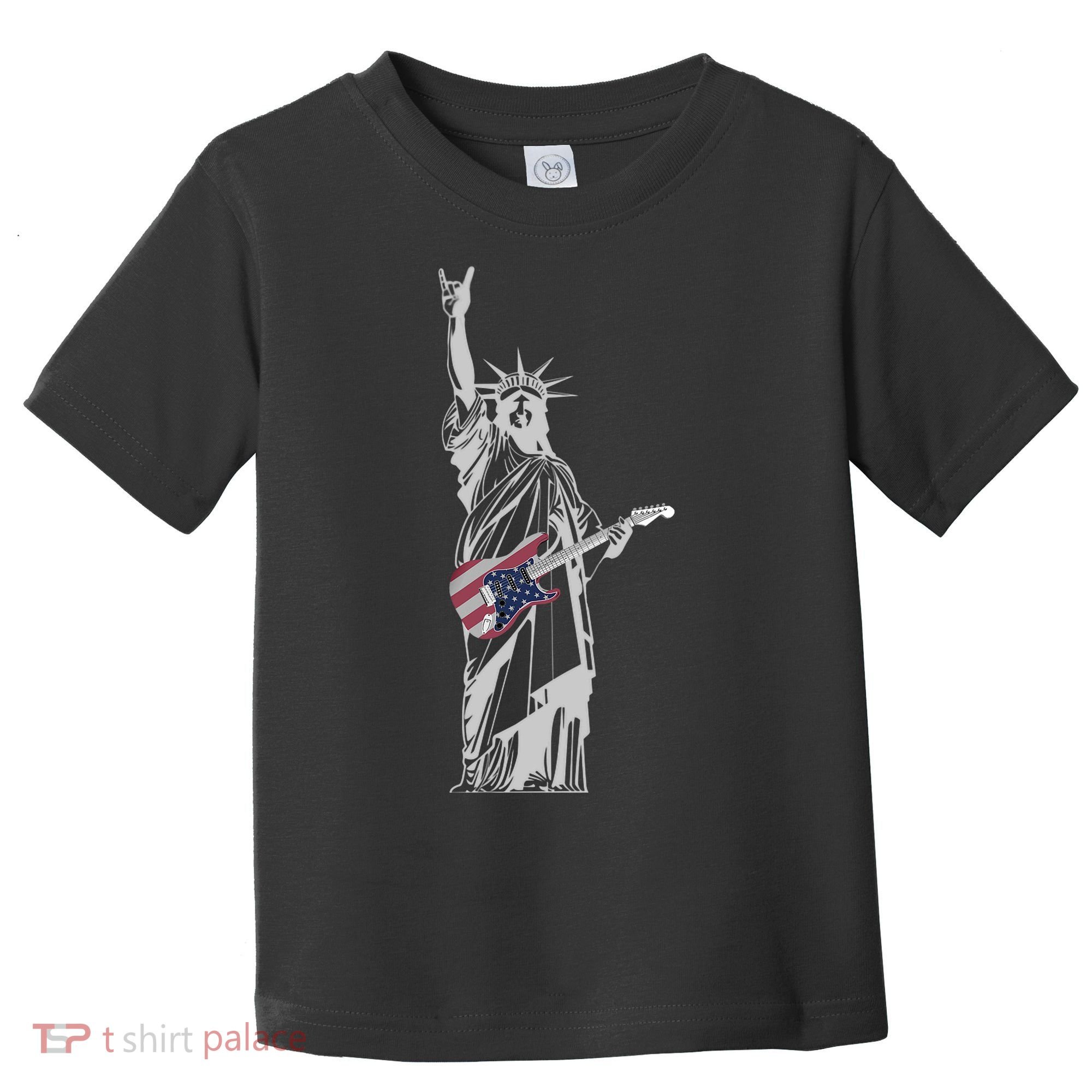 Rocking Statue Of Liberty 4th Of July Guitar Toddler T-Shirt