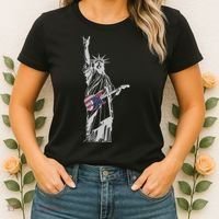 Rocking Statue Of Liberty 4th Of July Guitar Women's T-Shirt thumb 2
