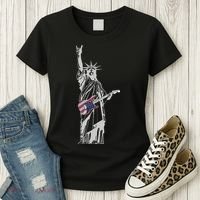 Rocking Statue Of Liberty 4th Of July Guitar Women's T-Shirt thumb 3