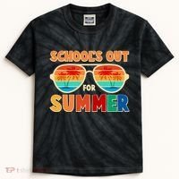 Retro Schools Out For Summer Kids Tie-Dye T-Shirt thumb 0