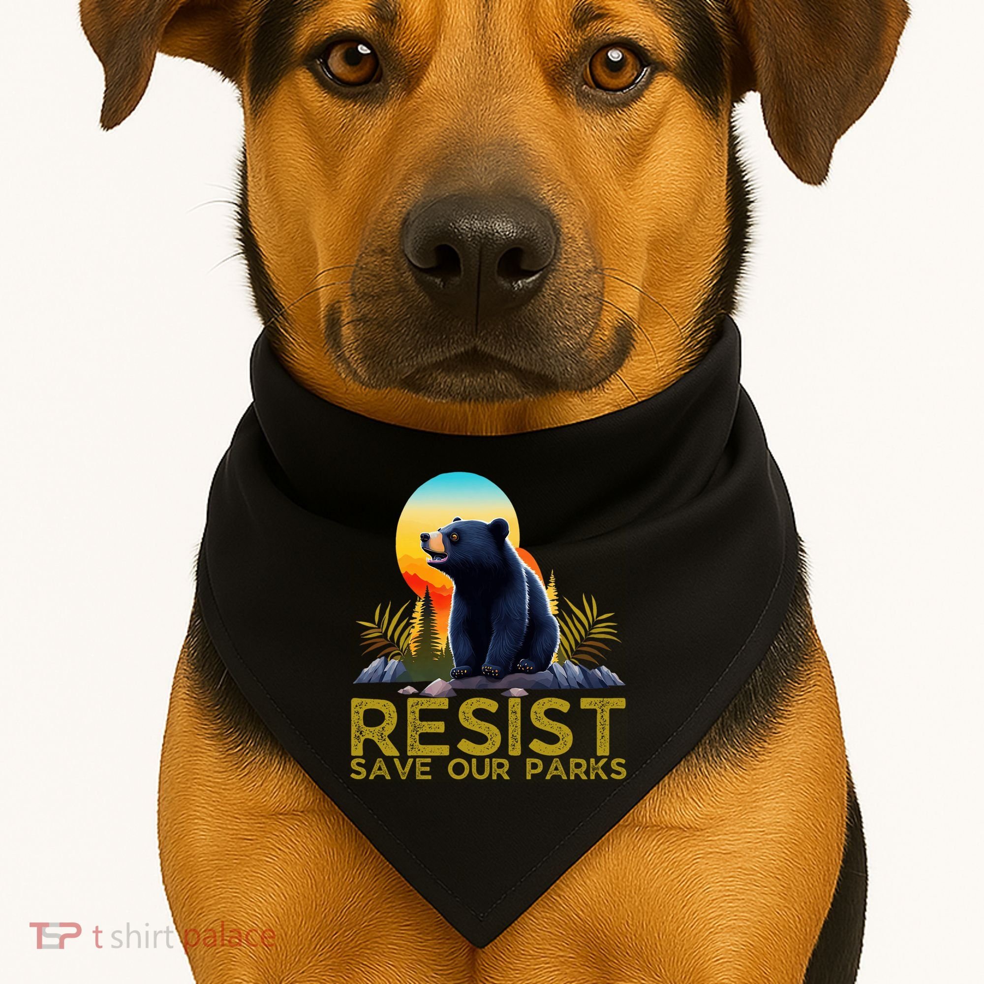 Resist Save Our Parks Alt US National Parks Bear Nature  USA-Made Doggie Bandana