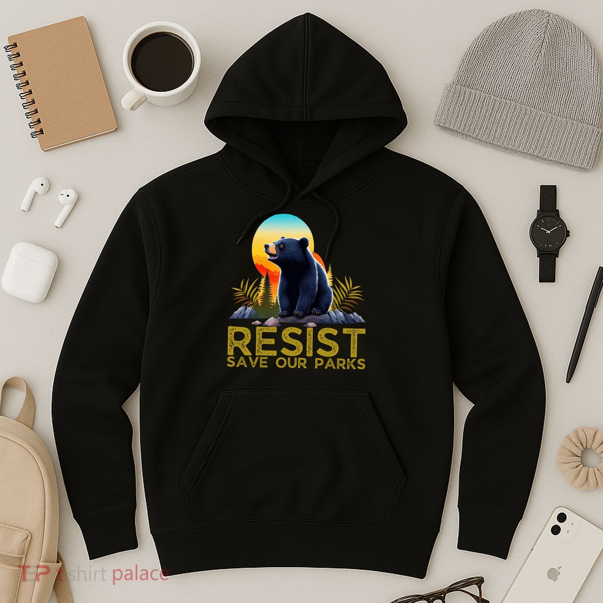 Resist Save Our Parks Alt US National Parks Bear Nature  Hoodie