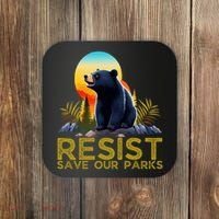 Resist Save Our Parks Alt US National Parks Bear Nature  Coaster thumb 0