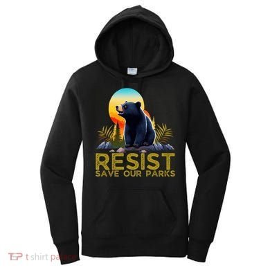 Resist Save Our Parks Alt US National Parks Bear Nature  Women's Hoodie