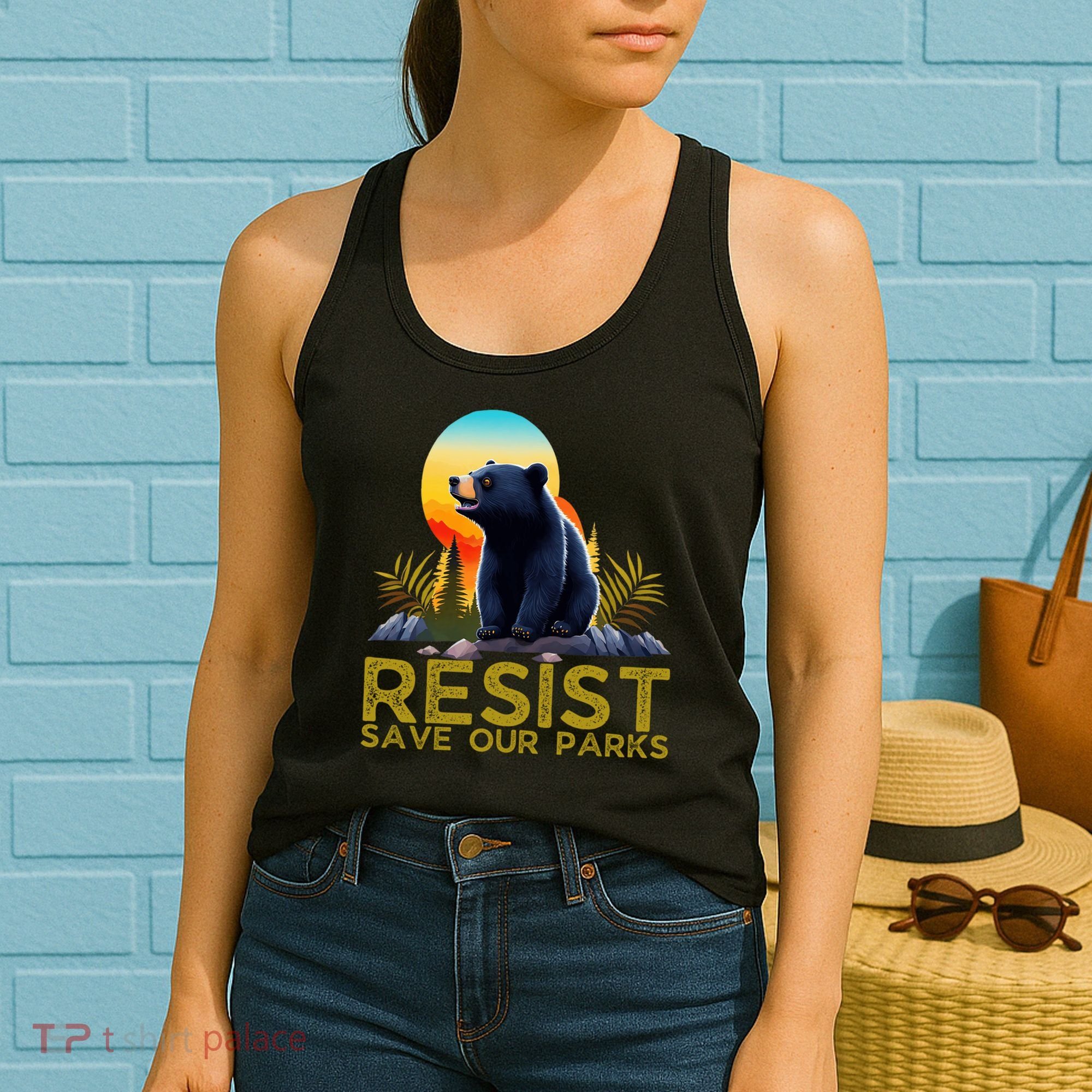 Resist Save Our Parks Alt US National Parks Bear Nature  Women's Tank Top