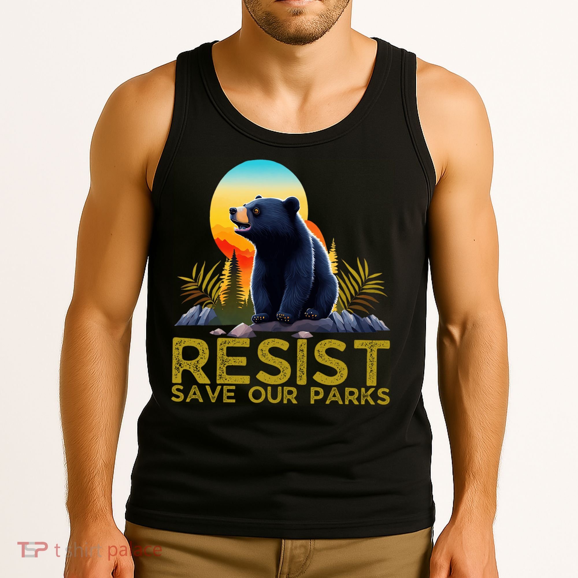 Resist Save Our Parks Alt US National Parks Bear Nature  Tank Top