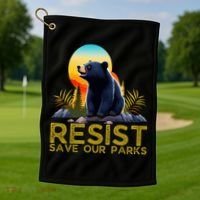 Resist Save Our Parks Alt US National Parks Bear Nature  Golf Towel thumb 1