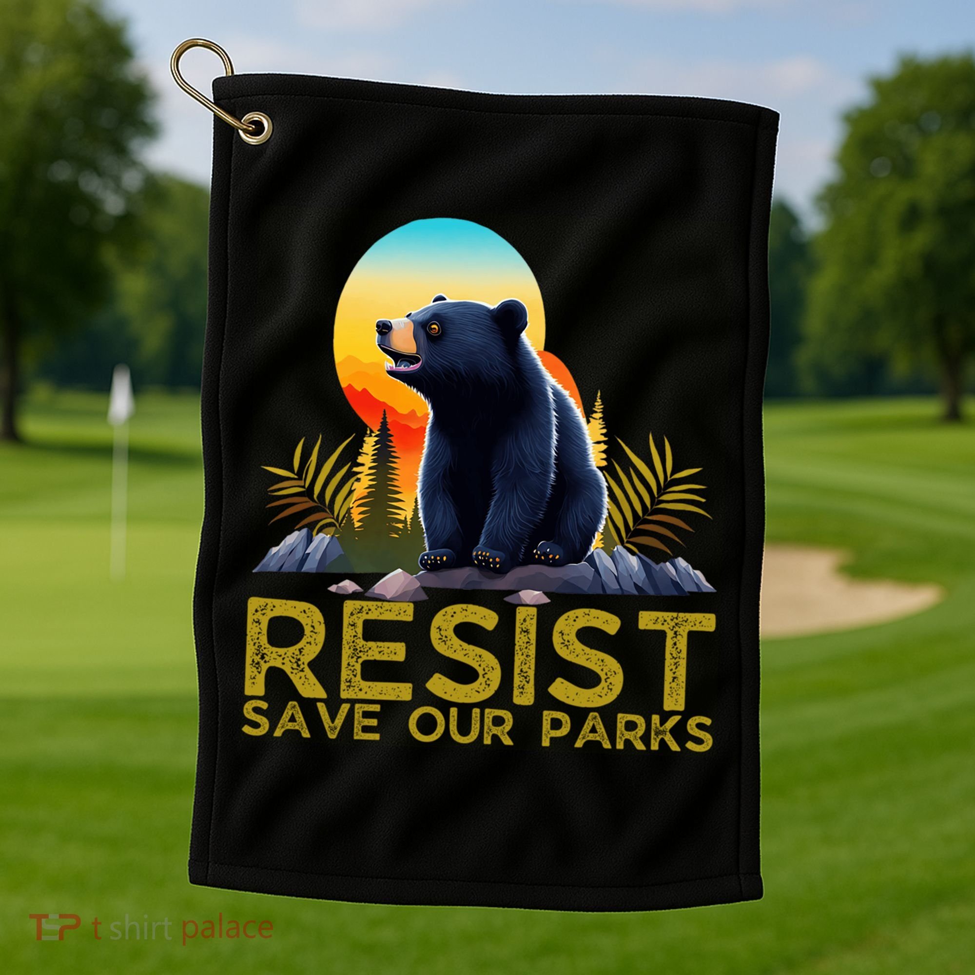 Resist Save Our Parks Alt US National Parks Bear Nature  Golf Towel